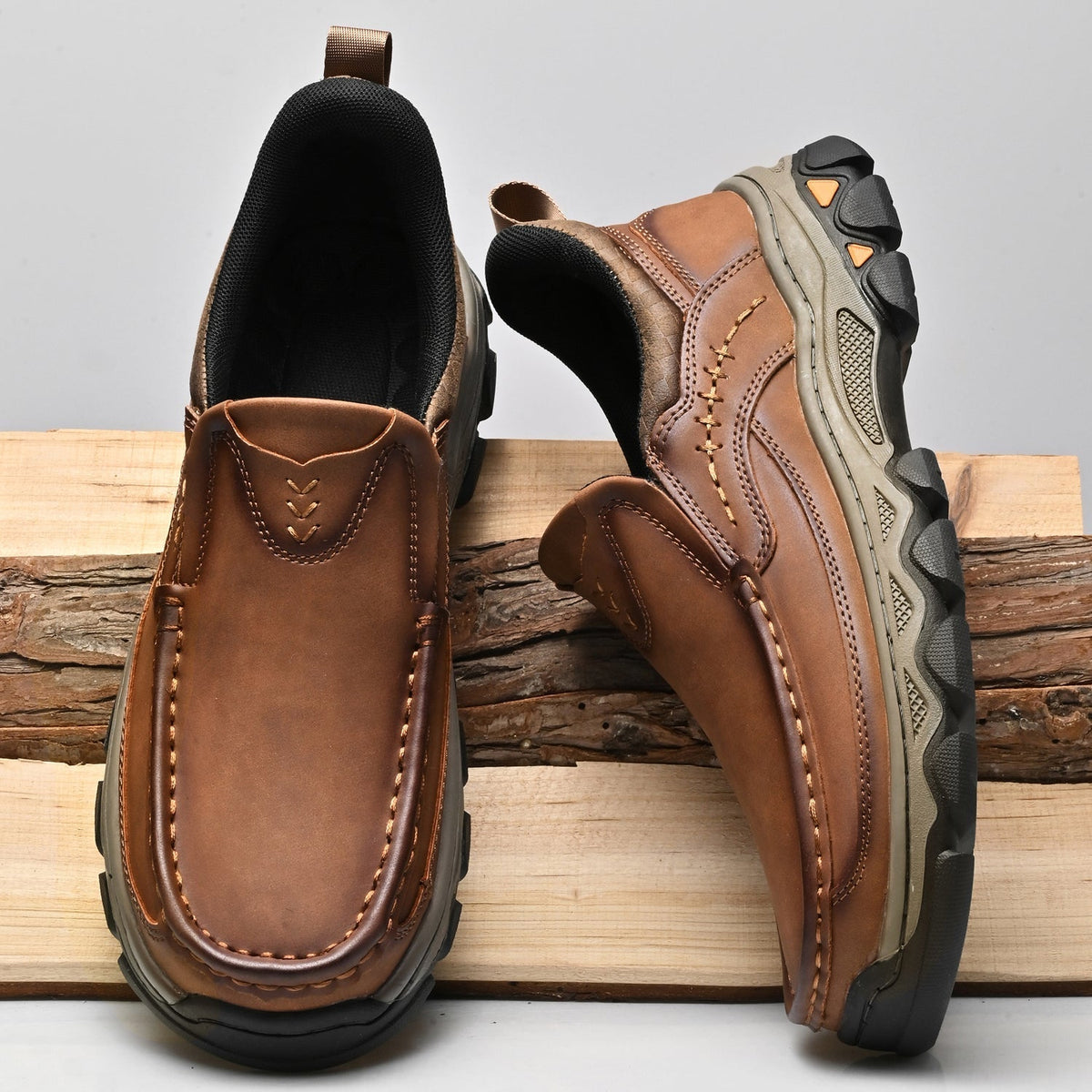 Michael | Orthopedic Slip On Walking Shoes Non Slip Black Synthetic Leather Men Adult 8