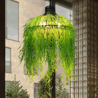 Modern Chandelier Light with Simulation Plants | Decorative Fixture for Dining Room and Living Room