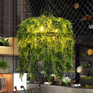 Modern Chandelier Light with Simulation Plants | Decorative Fixture for Dining Room and Living Room