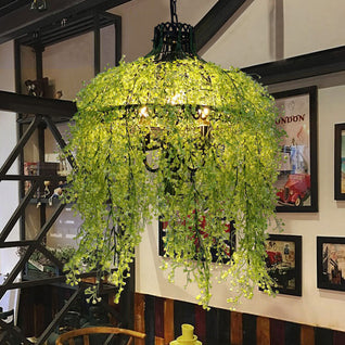 Modern Chandelier Light with Simulation Plants | Decorative Fixture for Dining Room and Living Room