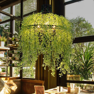 Modern Chandelier Light with Simulation Plants | Decorative Fixture for Dining Room and Living Room