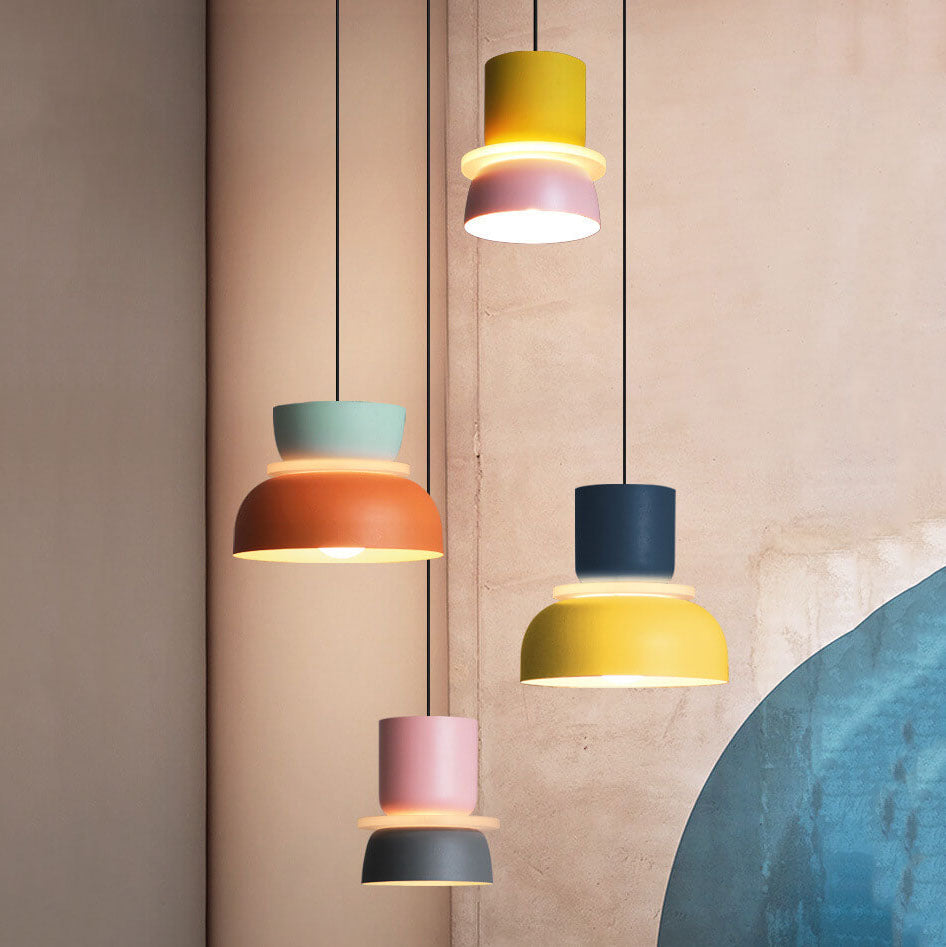 Modern Colorful LED Pendant Light Adjustable Height Metal Fixture for Living Room 1