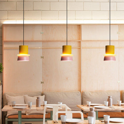 Modern Colorful LED Pendant Light Adjustable Height Metal Fixture for Living Room 12