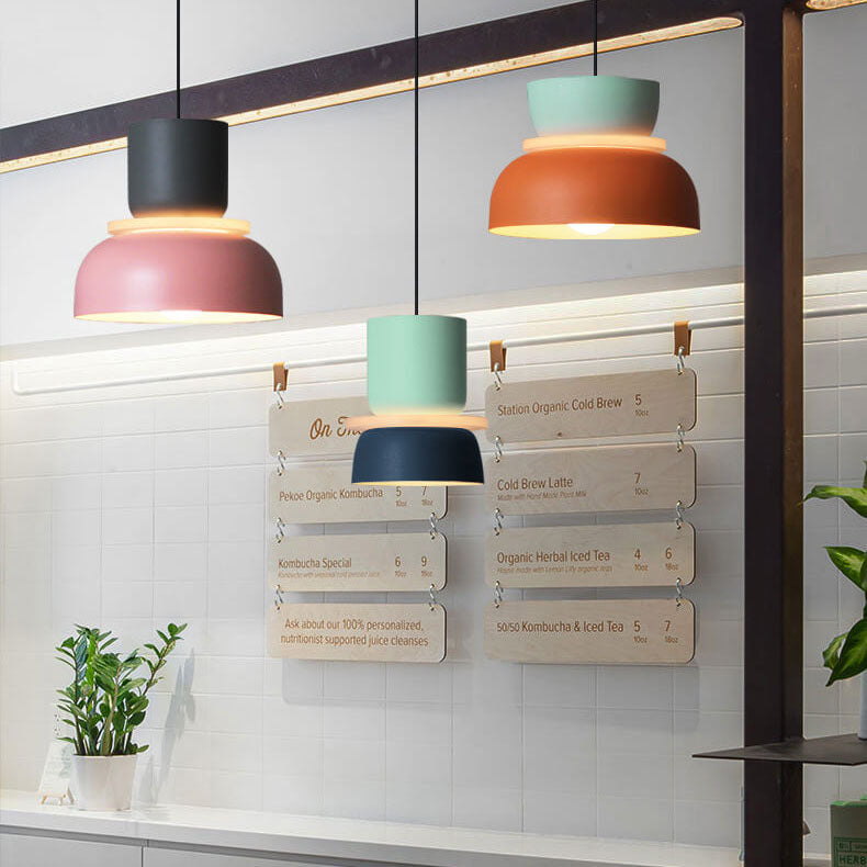 Modern Colorful LED Pendant Light Adjustable Height Metal Fixture for Living Room 13