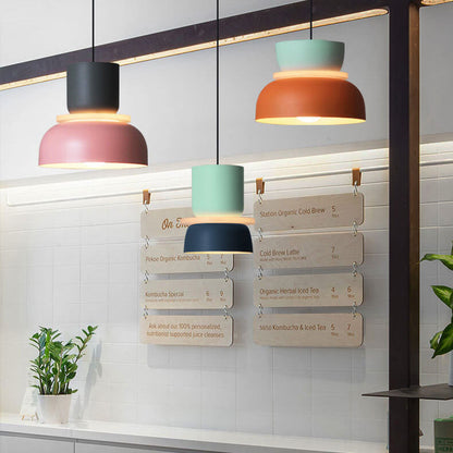 Modern Colorful LED Pendant Light Adjustable Height Metal Fixture for Living Room 13