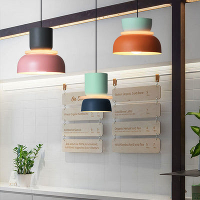 Modern Colorful LED Pendant Light Adjustable Height Metal Fixture for Living Room 13