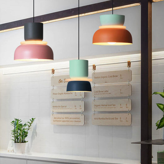 Modern Colorful LED Pendant Light Adjustable Height Metal Fixture for Living Room 13