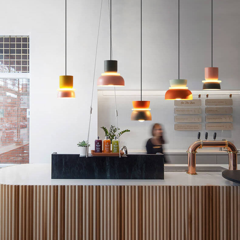 Modern Colorful LED Pendant Light Adjustable Height Metal Fixture for Living Room 2