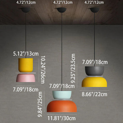 Modern Colorful LED Pendant Light Adjustable Height Metal Fixture for Living Room 5
