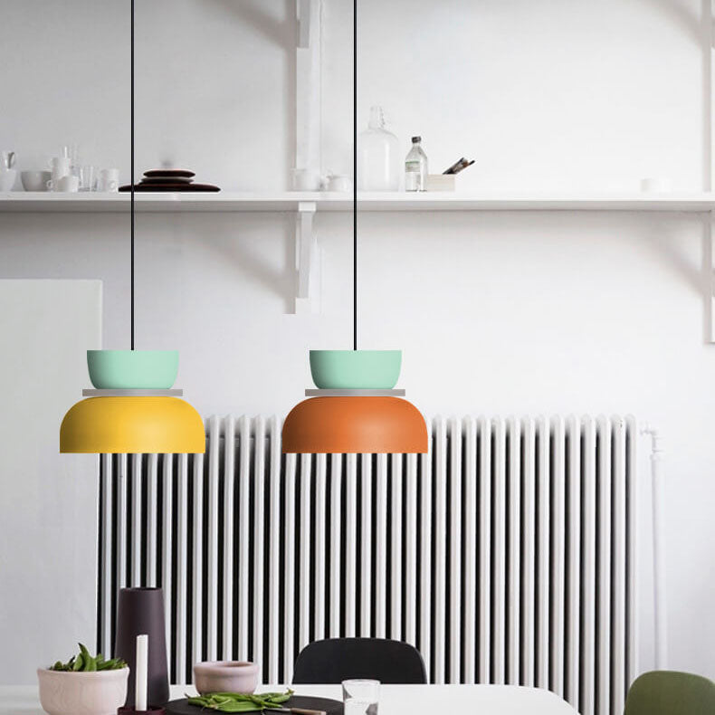 Modern Colorful LED Pendant Light Adjustable Height Metal Fixture for Living Room 6