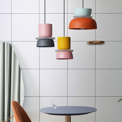 Modern Colorful LED Pendant Light Adjustable Height Metal Fixture for Living Room 7