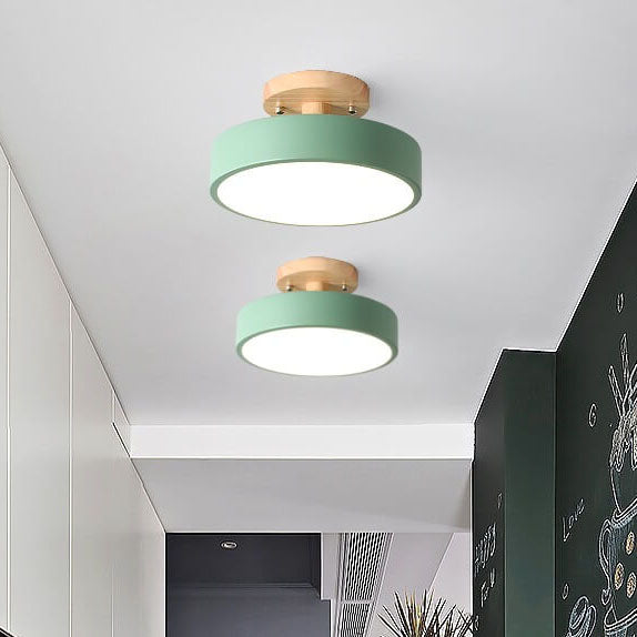 Modern Flush Mount Ceiling Light LED Wood Finish for Hallway Living Room Bedroom 1