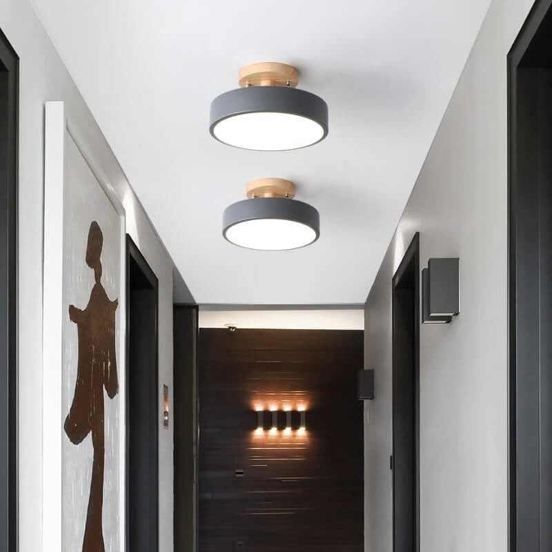 Modern Flush Mount Ceiling Light LED Wood Finish for Hallway Living Room Bedroom 13