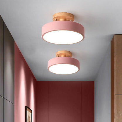 Modern Flush Mount Ceiling Light LED Wood Finish for Hallway Living Room Bedroom 2