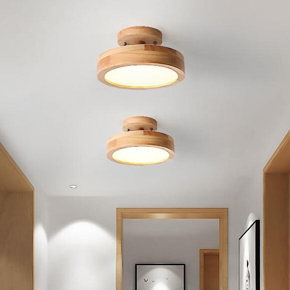 Modern Flush Mount Ceiling Light LED Wood Finish for Hallway Living Room Bedroom 3