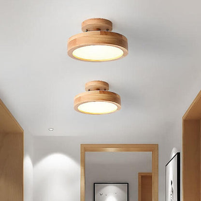 Modern Flush Mount Ceiling Light LED Wood Finish for Hallway Living Room Bedroom 3