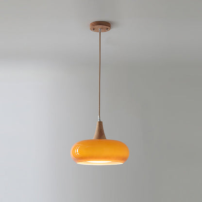 Modern Glass Pendant Light for Kitchen Adjustable Height Warm Amber Finish 0