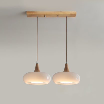 Modern Glass Pendant Light for Kitchen Adjustable Height Warm Amber Finish 12