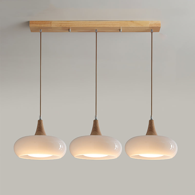 Modern Glass Pendant Light for Kitchen Adjustable Height Warm Amber Finish 13