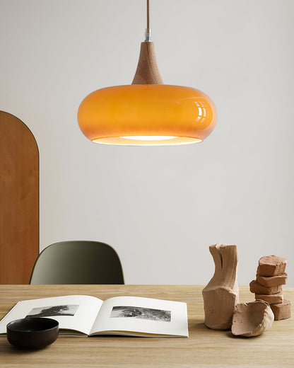 Modern Glass Pendant Light for Kitchen Adjustable Height Warm Amber Finish 2