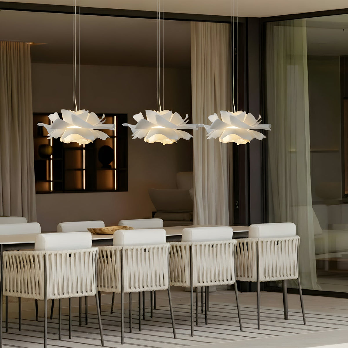 Modern Glass Pendant Light for Kitchen Adjustable Height White Metal Fixture 4
