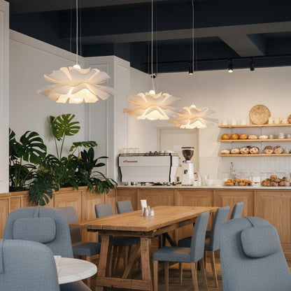Modern Glass Pendant Light for Kitchen Adjustable Height White Metal Fixture 6