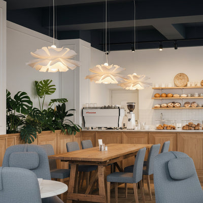 Modern Glass Pendant Light for Kitchen Adjustable Height White Metal Fixture 6