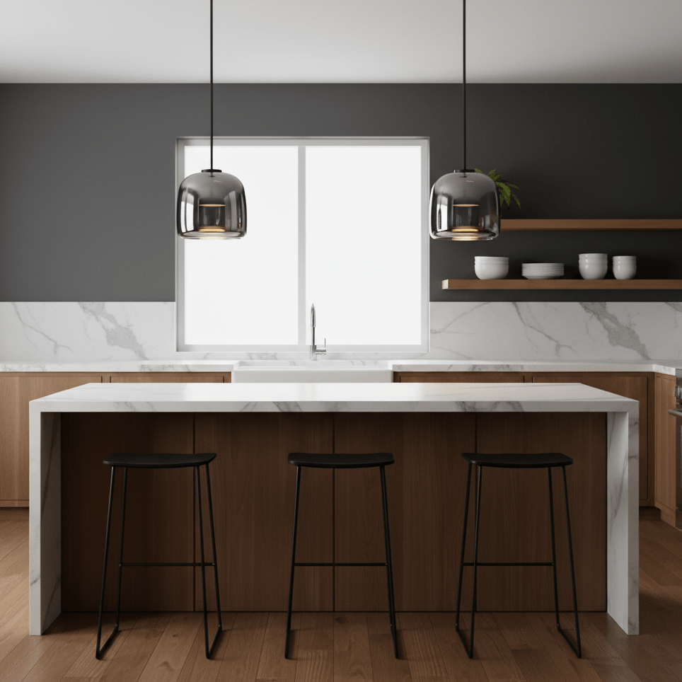 Modern Glass Pendant Light for Kitchen Island Adjustable Height Clear Sphere 6