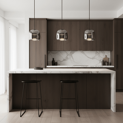 Modern Glass Pendant Light for Kitchen Island Adjustable Height Clear Sphere 7