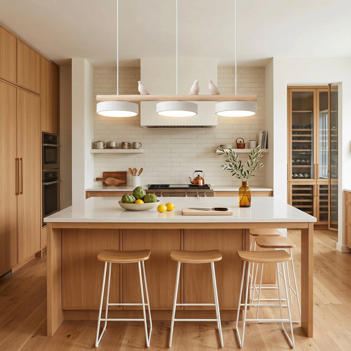 Modern Glass Pendant Light for Kitchen Island Adjustable Height White Glass 5