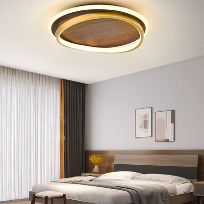 Modern LED Flush Mount Ceiling Light Walnut Grain Design for Indoor Living Spaces 1