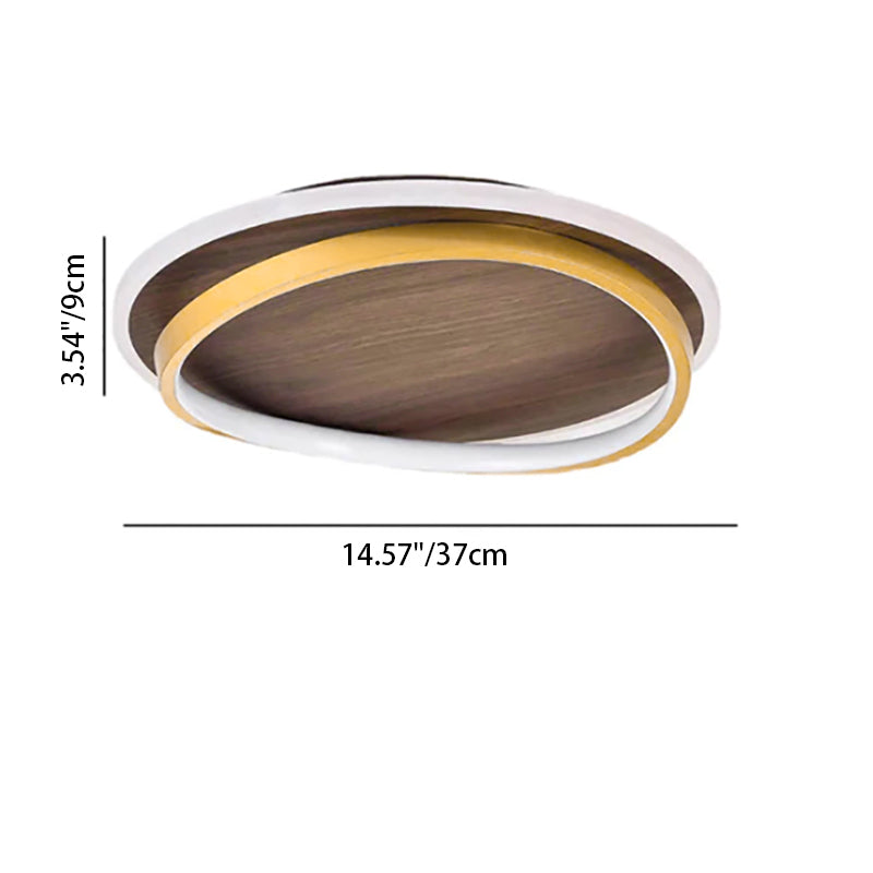 Modern LED Flush Mount Ceiling Light Walnut Grain Design for Indoor Living Spaces 3
