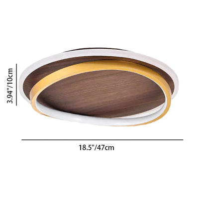 Modern LED Flush Mount Ceiling Light Walnut Grain Design for Indoor Living Spaces 4