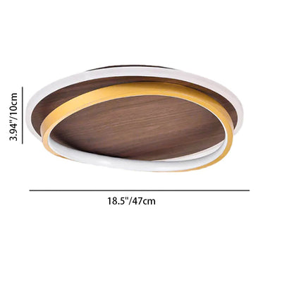Modern LED Flush Mount Ceiling Light Walnut Grain Design for Indoor Living Spaces 4
