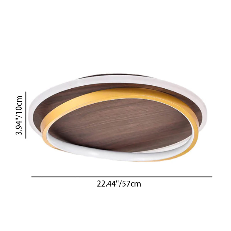 Modern LED Flush Mount Ceiling Light Walnut Grain Design for Indoor Living Spaces 5