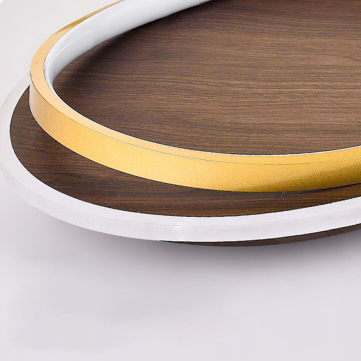 Modern LED Flush Mount Ceiling Light Walnut Grain Design for Indoor Living Spaces 8