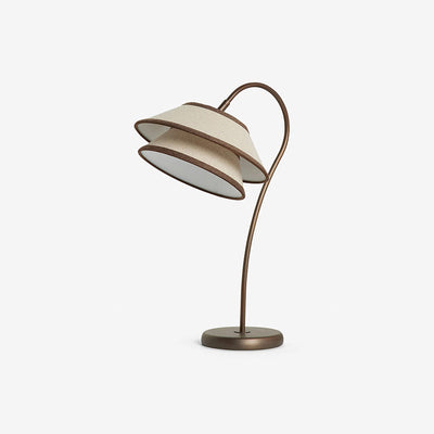 Modern Table Lamp with Fabric Shade Brown Frame for Bedroom and Office Indoor Use 0