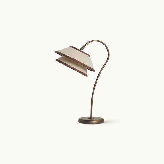 Modern Table Lamp with Fabric Shade Brown Frame for Bedroom and Office Indoor Use 1