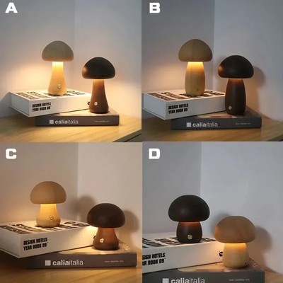 MushroomGlow | Cozy Touch-Controlled LED Night Light in Beech Wood 1