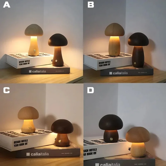 MushroomGlow | Cozy Touch-Controlled LED Night Light in Beech Wood 1