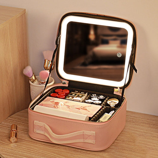 Nexa | Travel Makeup Bag with Adjustable LED Mirror for Organized Beauty Essentials 0