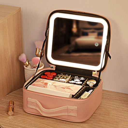 Nexa | Travel Makeup Bag with Adjustable LED Mirror for Organized Beauty Essentials 0
