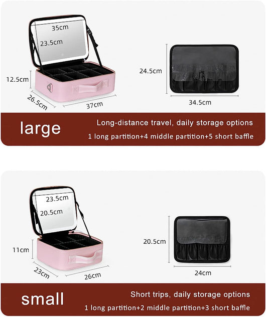 Nexa | Travel Makeup Bag with Adjustable LED Mirror for Organized Beauty Essentials 1