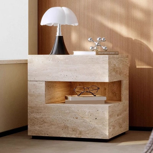 Nightstand | Vintage MDF Design with 2 Drawers | Stylish Bedroom Storage Solution 0