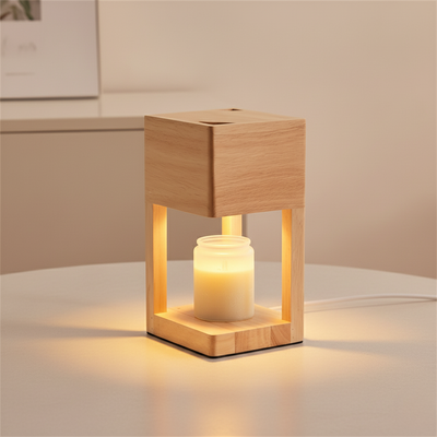 NordicGlow | Elegant Dual-Purpose Candle Warmer Lamp with LED | Natural Wood Finish 0