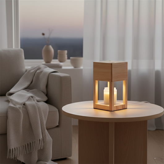 NordicGlow | Elegant Dual-Purpose Candle Warmer Lamp with LED | Natural Wood Finish 1