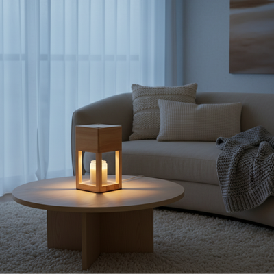 NordicGlow | Elegant Dual-Purpose Candle Warmer Lamp with LED | Natural Wood Finish 3