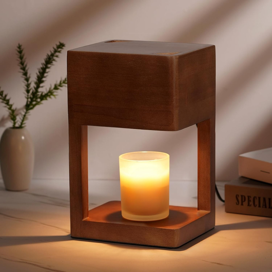 NordicGlow | Elegant Dual-Purpose Candle Warmer Lamp with LED | Natural Wood Finish 5