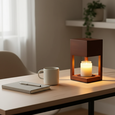 NordicGlow | Elegant Dual-Purpose Candle Warmer Lamp with LED | Natural Wood Finish 6