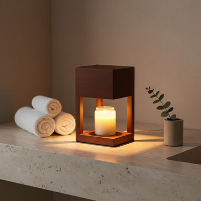 NordicGlow | Elegant Dual-Purpose Candle Warmer Lamp with LED | Natural Wood Finish 7